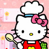 Hello Kitty kaszabolás - Hello Kitty főzni készül és az ehhez szükséges alapanyagok repkednek a levegőben, mint dinnye, barack, paradicsom, paprika, uborka, csirke, alma, hús, répa...
